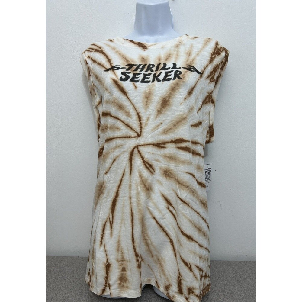 Torrid Blouse, Top, White Tie Dye, Graphic Print, Crew Neck, Womens Size 1X
